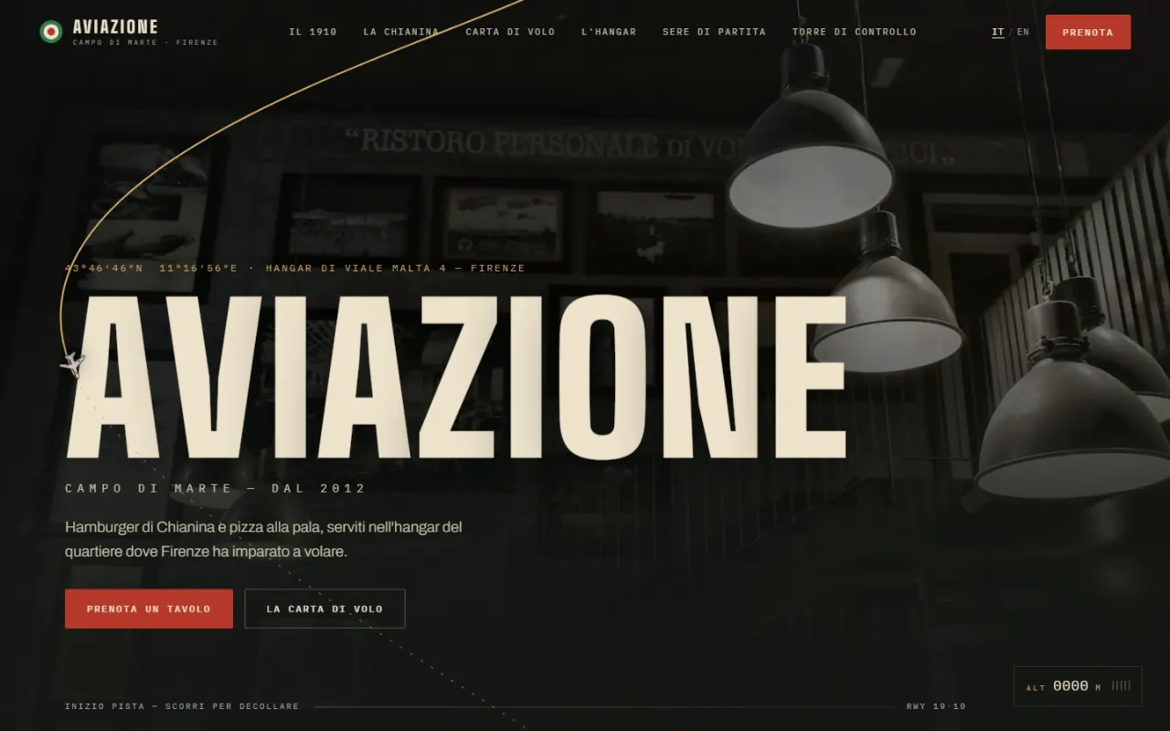 La home del sito demo di Aviazione
