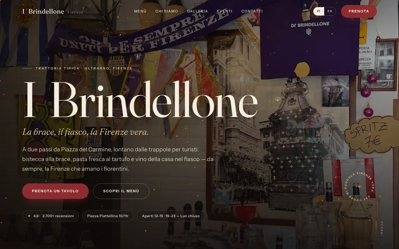 La home del sito demo di I'Brindellone