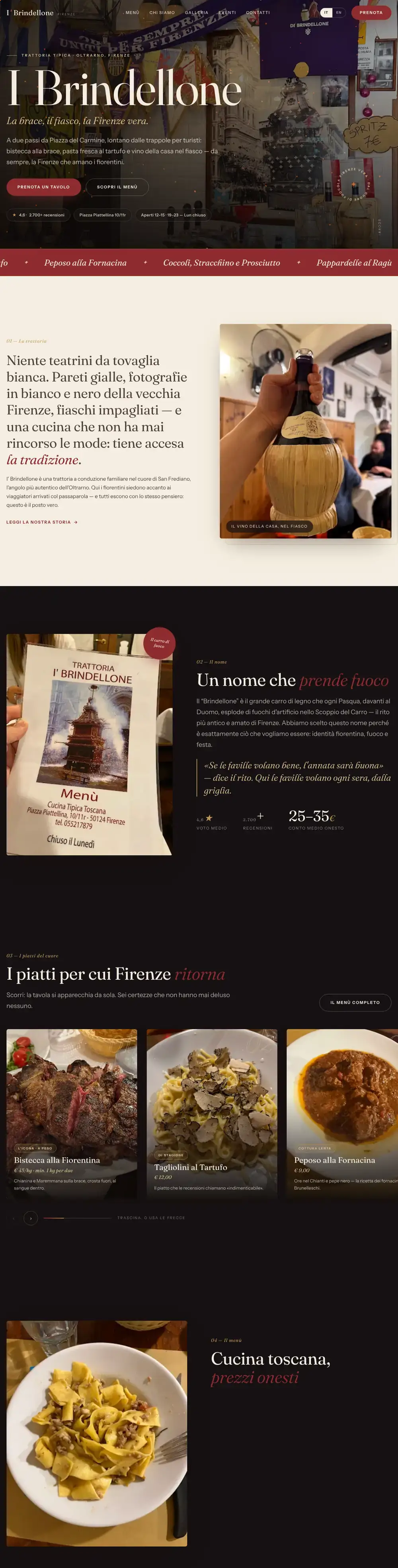 La pagina del sito demo di I'Brindellone, dall'inizio alla fine