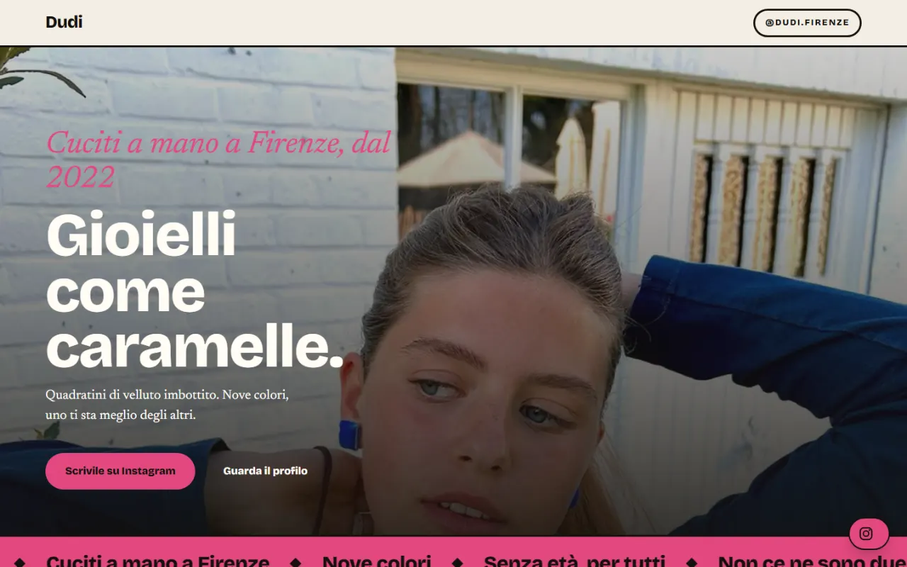 La home del sito demo di DUDI