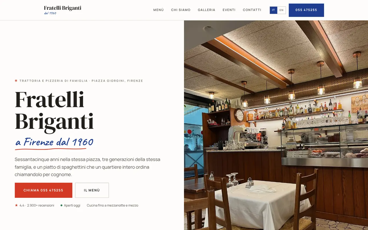 La home del sito demo di Fratelli Briganti