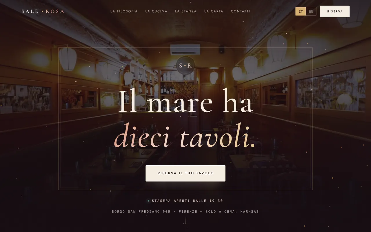 La home del sito demo di Salerosa Bistrot